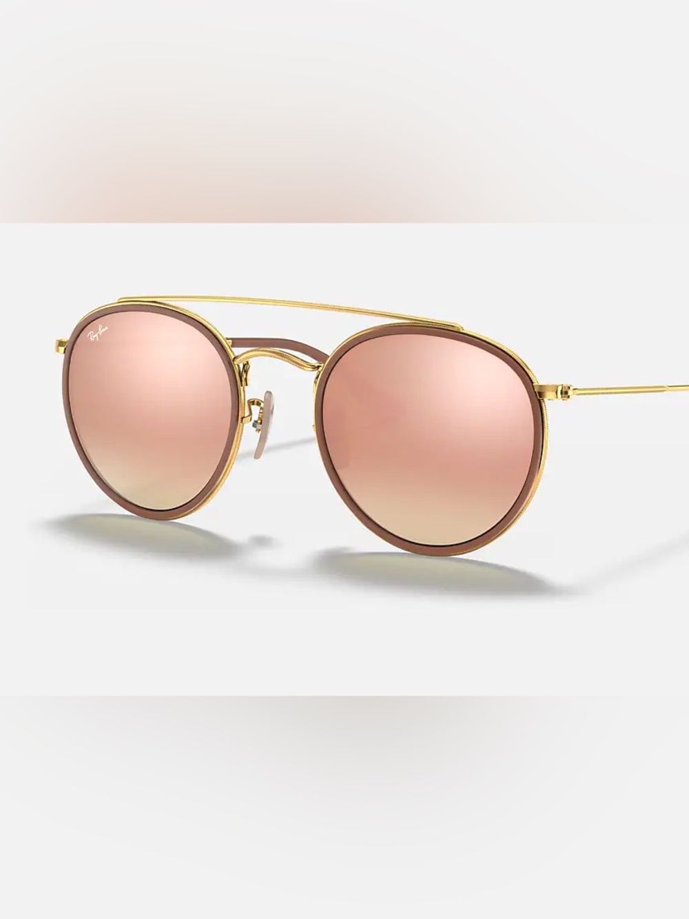Ray-Ban Women’s Round Double-Bridge Sunglasses in Rose Gold